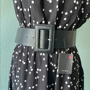 Zara wide Black vegan Leather Belt NWT